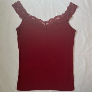 burgundy laced tank top
